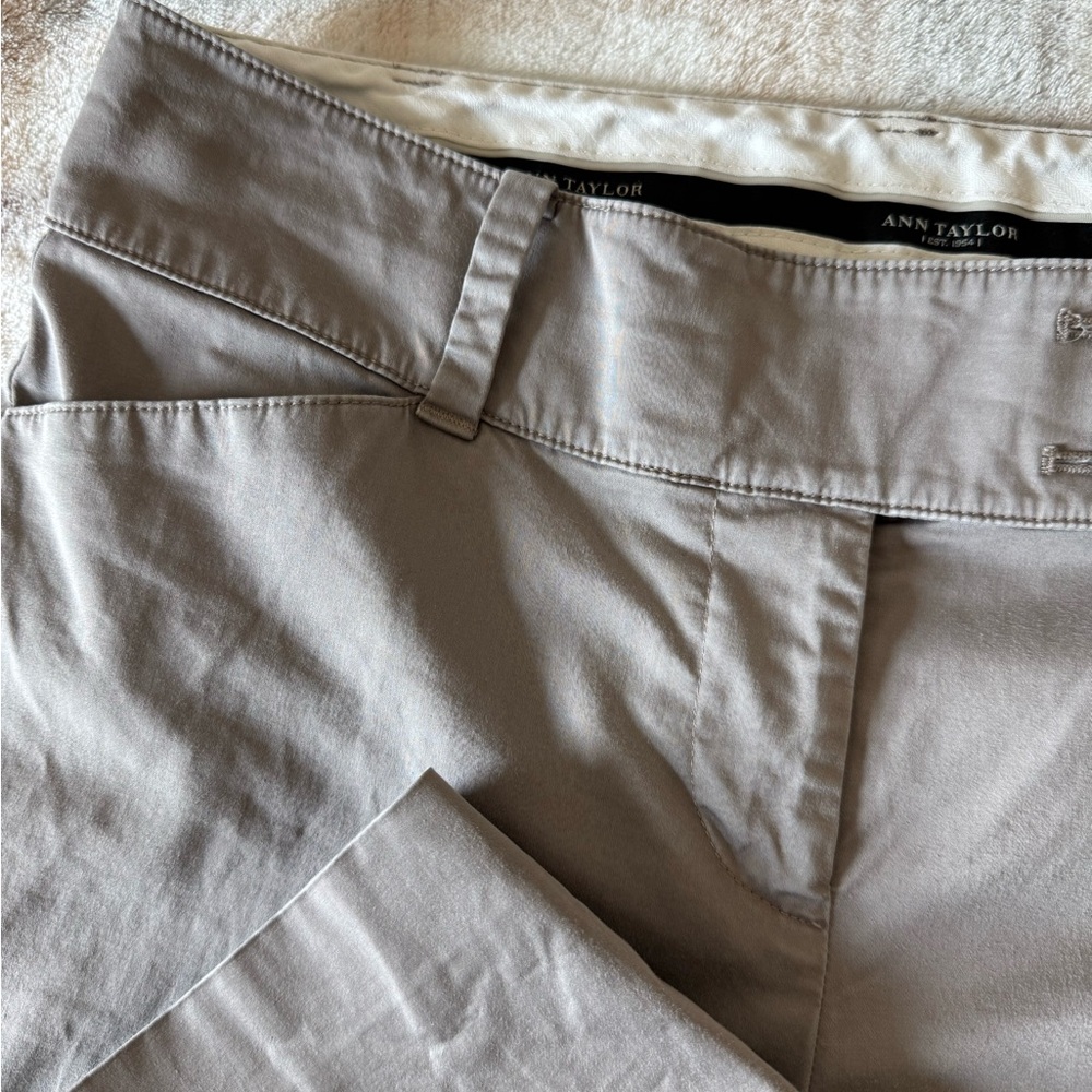 Ann Taylor Gray Button-Detail Trousers - Picture 4 of 5